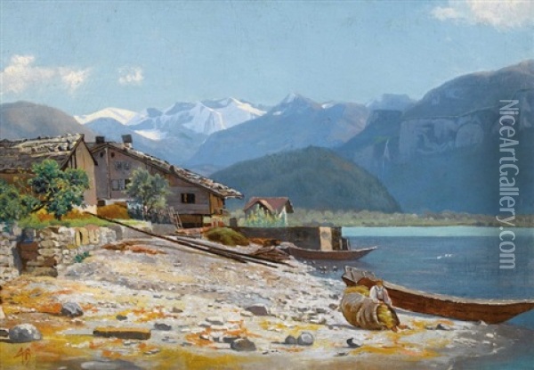 Uferpartie Bei Brienz Oil Painting - Auguste Bachelin