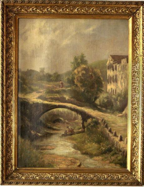 Puente Sobre El Rio Oil Painting - Jaume Pons Marti