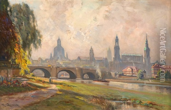Dresden In The Palace Garden Oil Painting - Karl Quarck