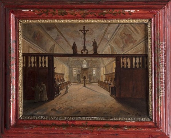 Inside Of A Church Oil Painting - Luigi Bisi