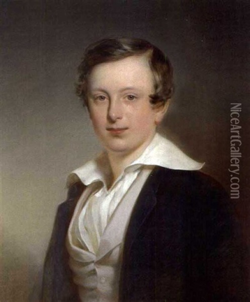 Portrait Paul Graf Palffy Im Alter Von 19 Jahren Oil Painting - Franz Schrotzberg