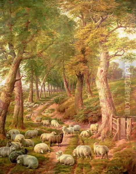 Landscape with Sheep Oil Painting - Charles Jones