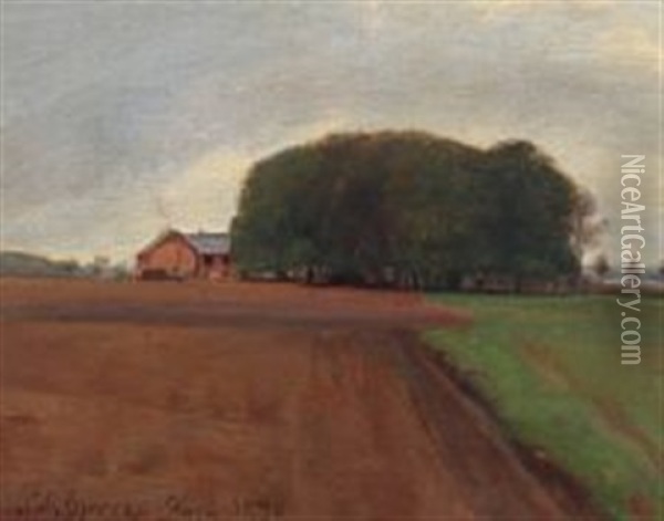 Landscape Near Soro Oil Painting - Niels Bjerre