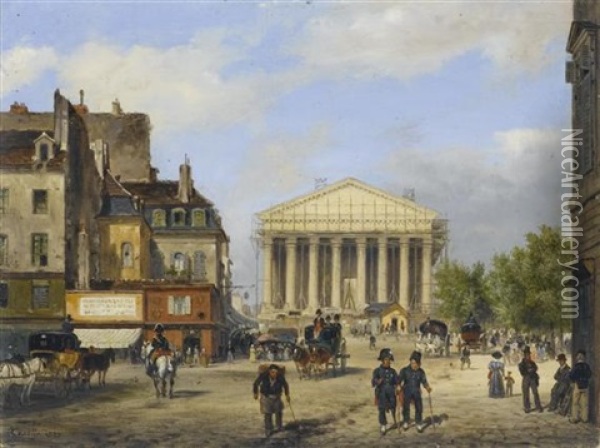 Pariser Stadtansicht Mit Blick Auf Die Madeleine Oil Painting - Giuseppe Canella I