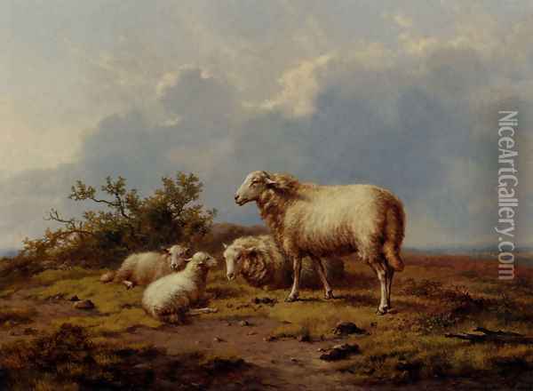 Sheep In The Meadow Oil Painting - Eugene Verboeckhoven