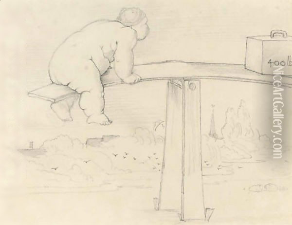A large child on a see-saw Oil Painting - Sir Edward Coley Burne-Jones