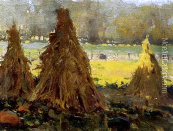 Harvest Time, Ontario Oil Painting - John William Beatty