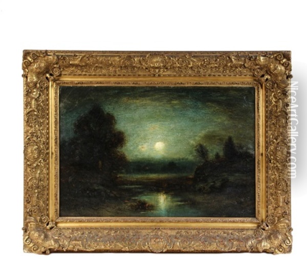 River Moonrise Oil Painting - George Henry Bogert