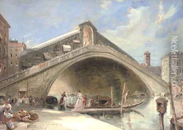 The Rialto Bridge, Venice Oil Painting - James Holland