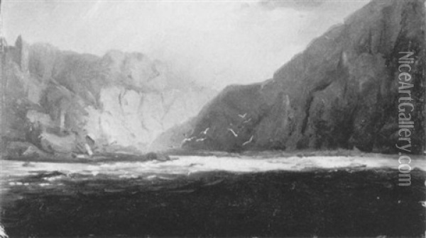 Norwegische Fjordlandschaft Oil Painting - Hans Frederick Gude