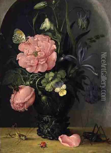 A Vase of Flowers, 1611 Oil Painting - Roelandt Jacobsz Savery