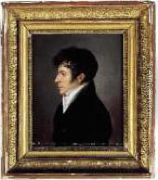 Portrait D'homme Au Col Blanc De Profil Sur Sa Toile D'origine Oil Painting - Henri Nicolas Van Gorp