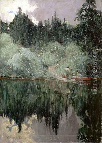 Clearing After Rain, Maganatawan River, Ontario, 1910 Oil Painting - James Edward Hervey MacDonald