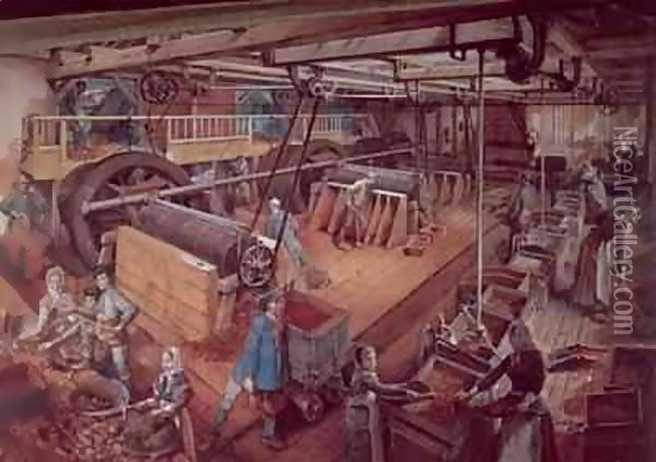 Coal Riddling workshop, at the mines of Blanzy Oil Painting - Ignace Francois Bonhomme