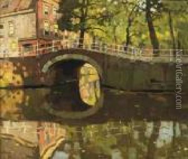 A Dutch Canal Oil Painting - Bernard, Ben Viegers