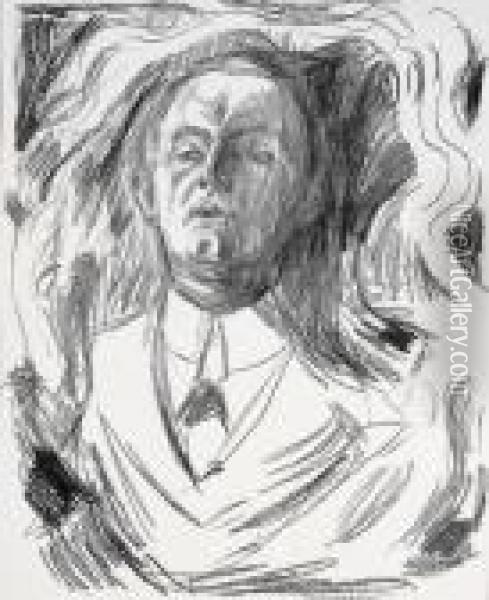 Self Portrait With A Cigar 1908-09 Oil Painting - Edvard Munch