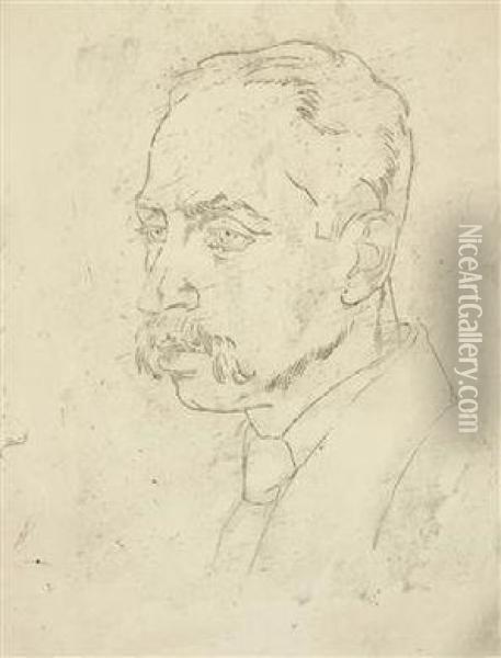 A Portrait Of R. M. Rilke Oil Painting - Emil Orlik