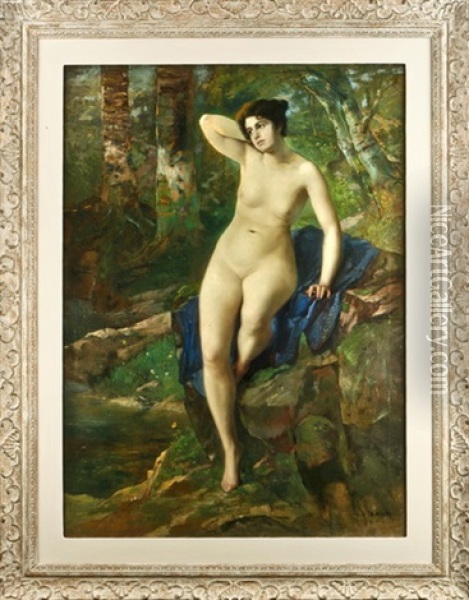 Nymphe Am Waldbach Oil Painting - Rudolf Koeselitz