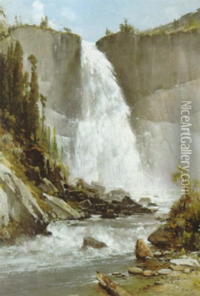 Nevada Falls, Yosemite Oil Painting - Thomas Hill