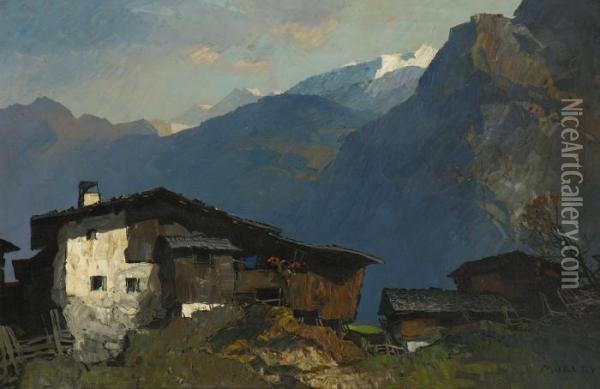 Bergbauernhof. Oil Painting - Oskar Mulley