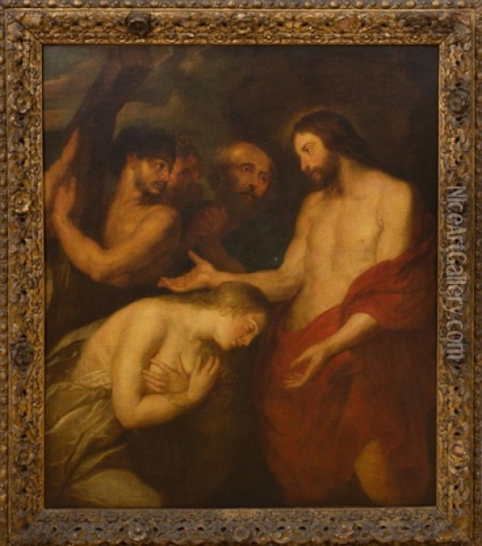 Christ Blessing Mary Magdalene Oil Painting - Anthony Van Dyck