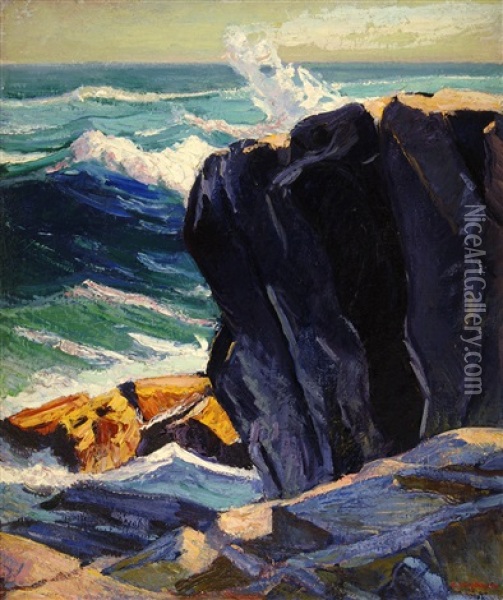 Below Pulpit Rock Oil Painting - Abraham Jacob Bogdanove