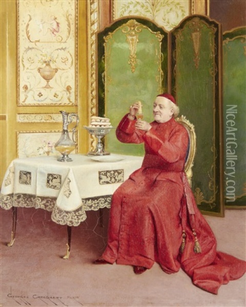 A Glass Of Sherry Oil Painting - Georges Croegaert