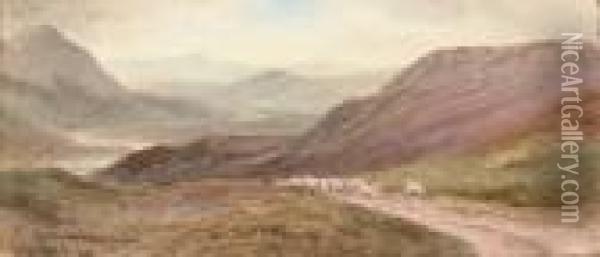 Scotch Mountain Pass, Lochager Oil Painting - Joseph Carey Carey