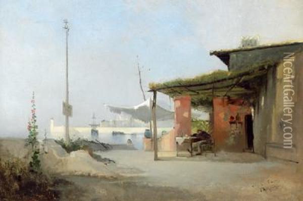 Taverne Im Hafen Oil Painting - Jean D'Alheim