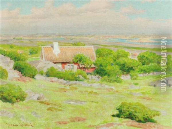 Gronskande Landskap Oil Painting - Johan Fredrik Krouthen