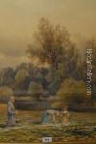 Sunday Afternoon By The River, Weston On Trent, Southderbyshire Oil Painting - Frank Gresley