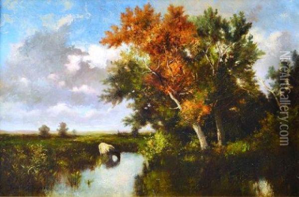 L'abreuvoir A L'isle Adam Oil Painting - Jules Dupre