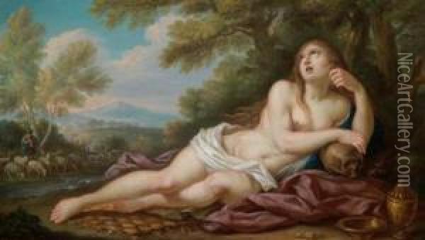 Die Busende Maria Magdalena; La Maddalena Penitente Oil Painting - Andrea Casali