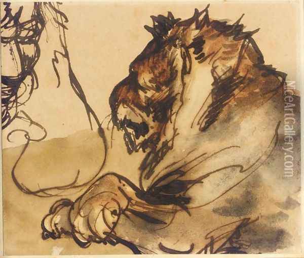Croquis de lions Oil Painting - Theodore Gericault