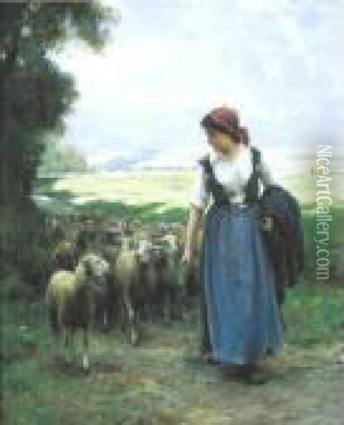 The Young Shepherdess Oil Painting - Julien Dupre