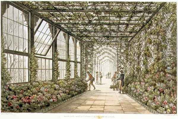 Corridor of a Conservatory, engraved by Joseph Constantine Stadler fl.1780-1812 from Designs for the Pavilion at Brighton, pub. 1808 Oil Painting - Humphry Repton
