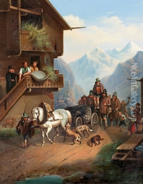 Heimkehr Von Der Barenjagd Oil Painting - Heinrich Buerkel