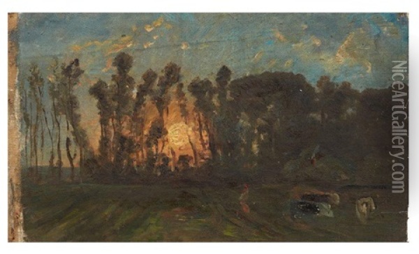 La Foret Au Crepuscule Oil Painting - Paul Huet
