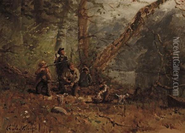 Hunting Party At Camp Oil Painting - George Lafayette Clough