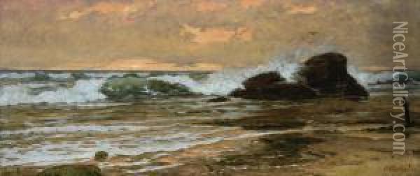 Seascape With Clear Sky Oil Painting - Pavel Alexandrovich Svedomskij