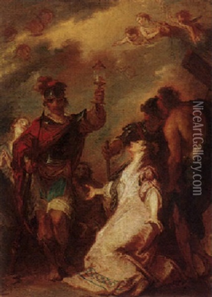 Saint Helena Finding The True Cross Oil Painting - Giuseppe Bazzani