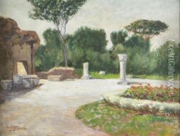 Paesaggio Pompeiano. Oil Painting - Piero Focardi Del Garda