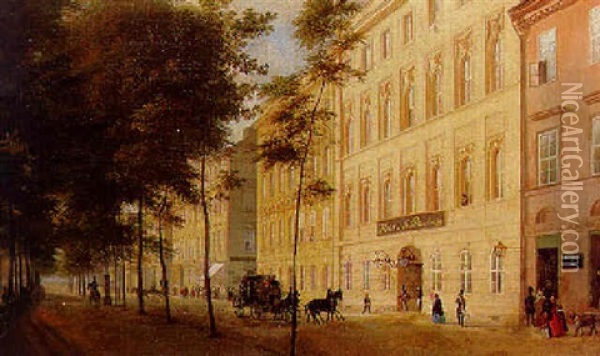 Das Hotel De St. Petersbourg, Unter Den Linden Oil Painting - Johann Philipp Eduard Gaertner
