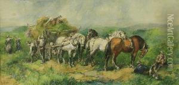 Harvest Time, A Set Of Five Works Oil Painting - Harden Sidney Melville