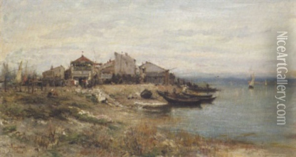 Village De Pecheurs Oil Painting - Adolphe Appian
