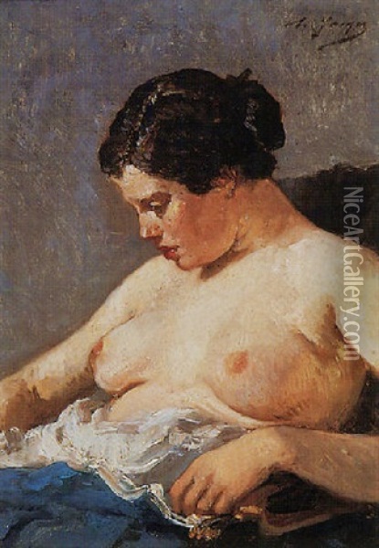 A Nude Oil Painting - Charles Emile Jacque