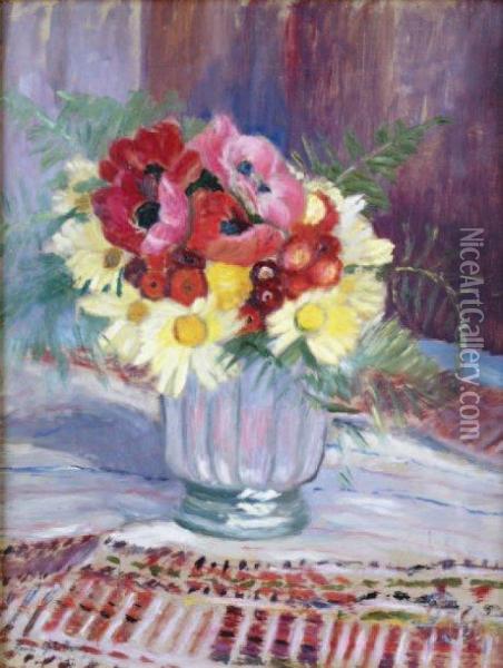 Vase D'anemones Oil Painting - Paule Gobillard