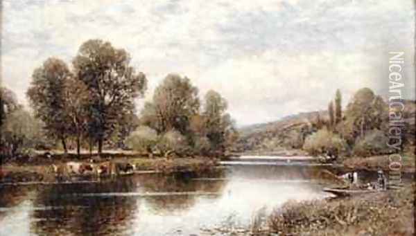 The Thames at Maple Durham Oil Painting - Alfred I Glendening