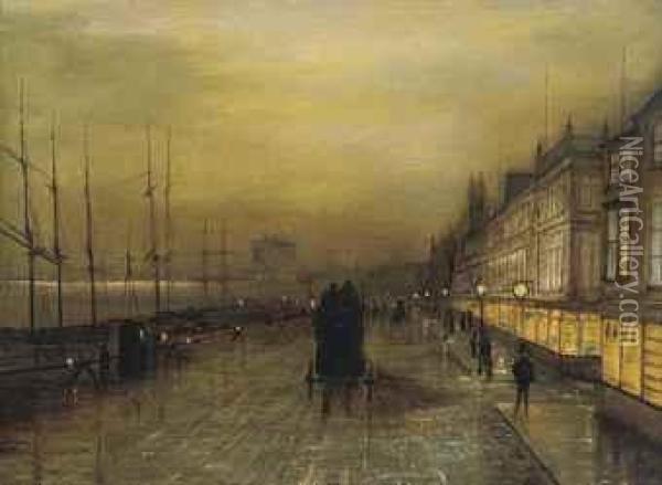 Liverpool By Gaslight Oil Painting - John Atkinson Grimshaw