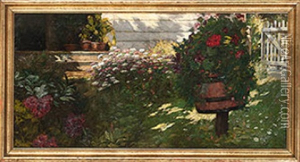 In Her Garden Oil Painting - Otto Stark